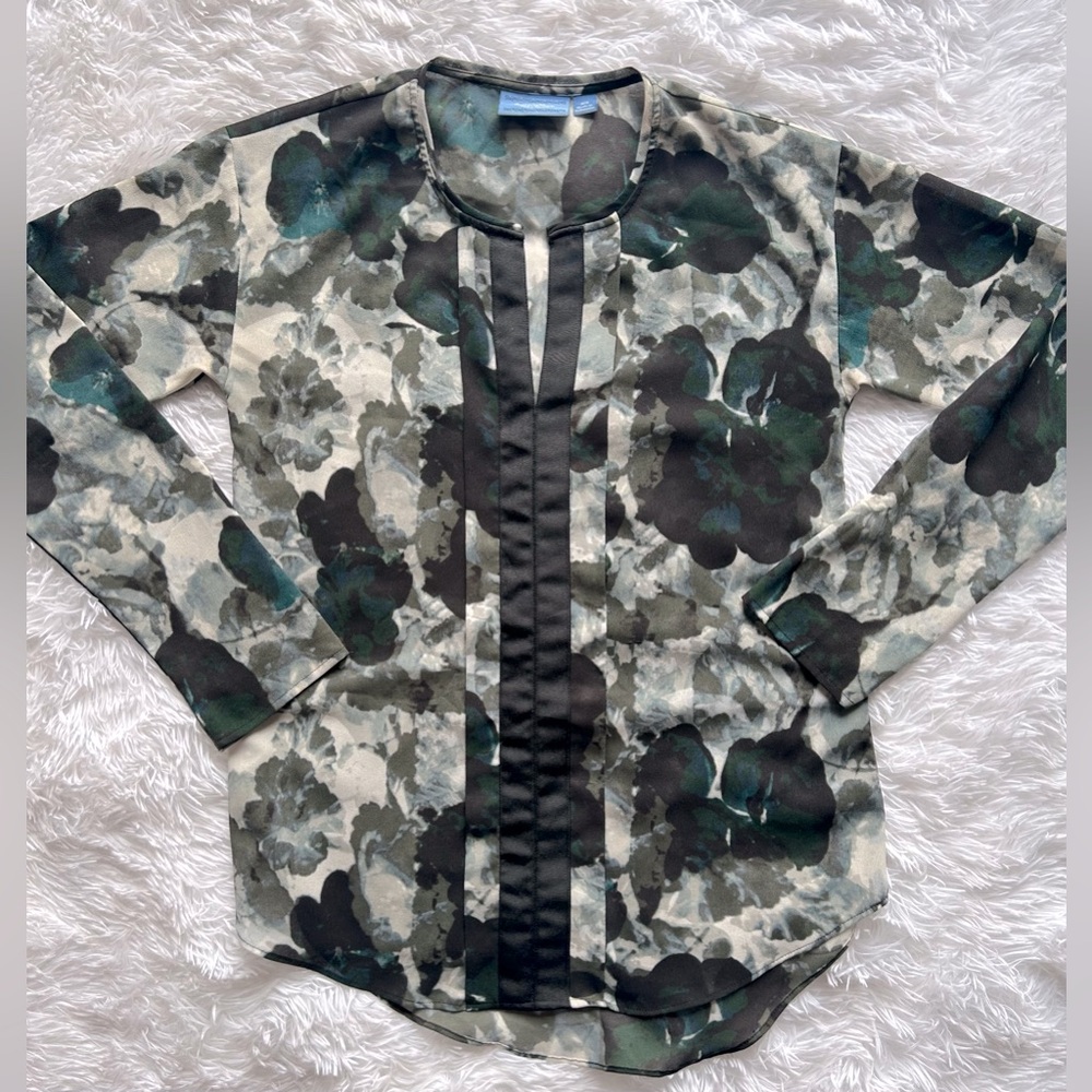 Simply Vera Vera Wang Floral Print Long Sleeve Blouse – XS
